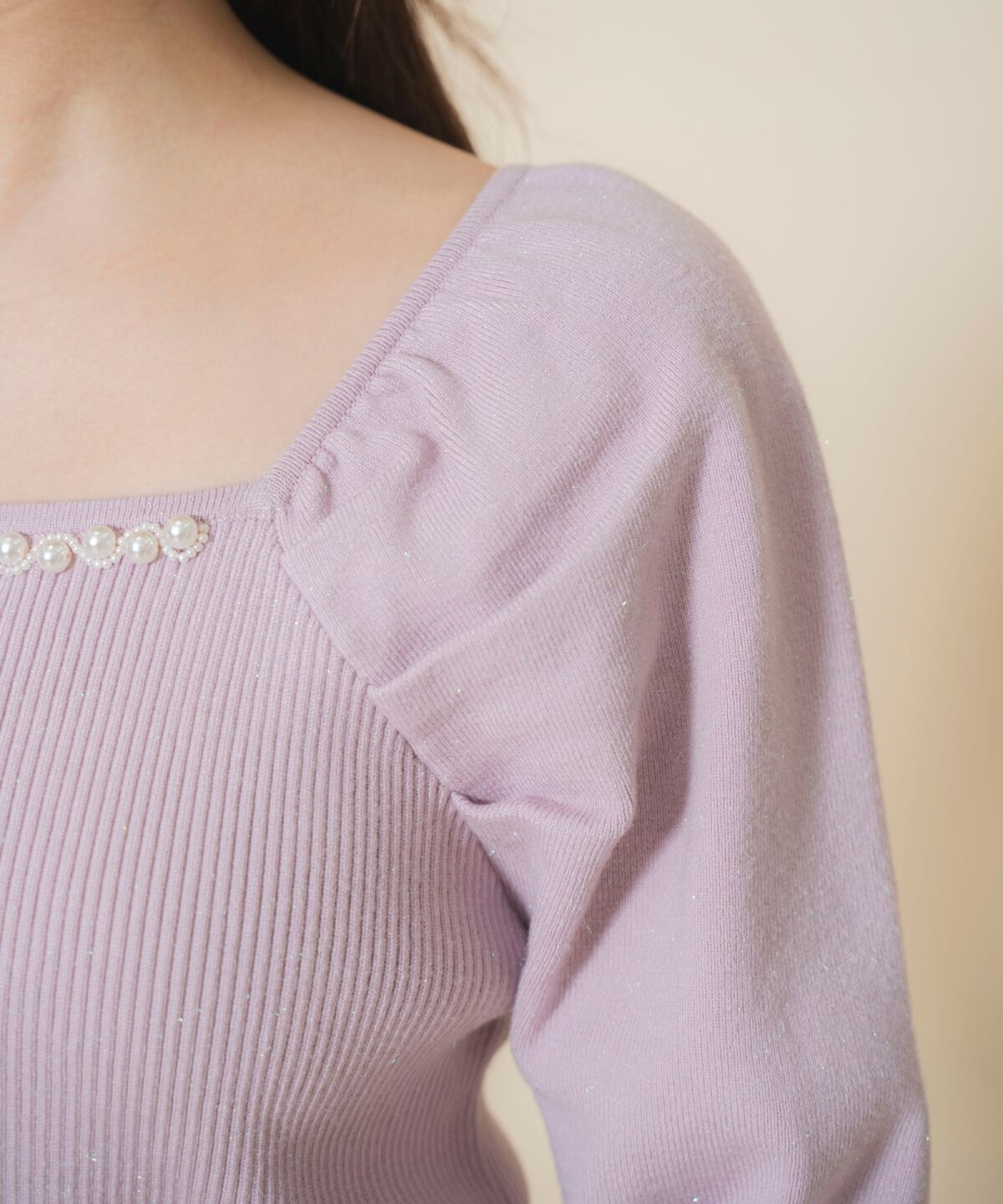 WILLSELECTION「パール装飾パフニットプルオーバー」|ニット・セーター|