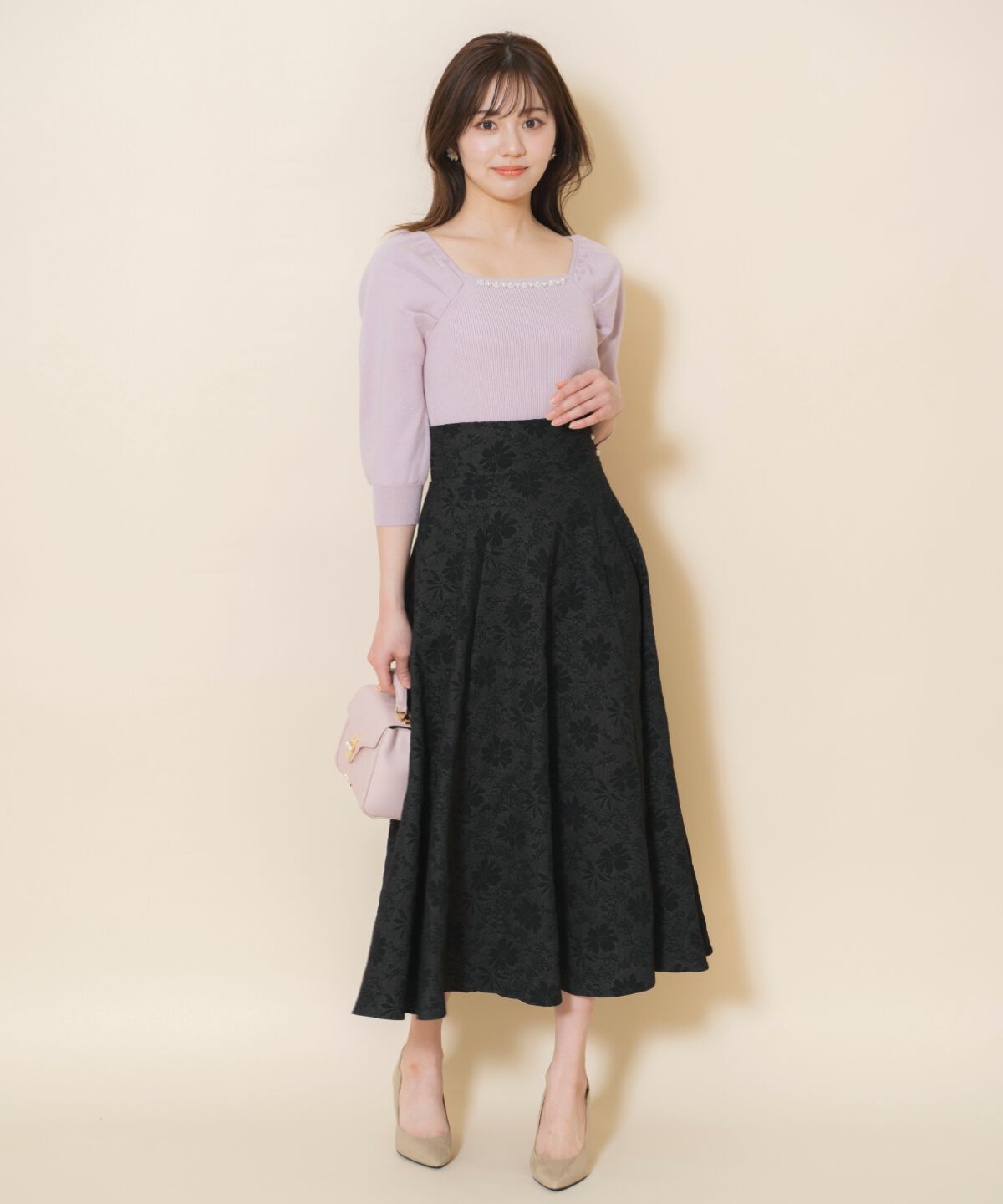 WILLSELECTION「パール装飾パフニットプルオーバー」|ニット・セーター|