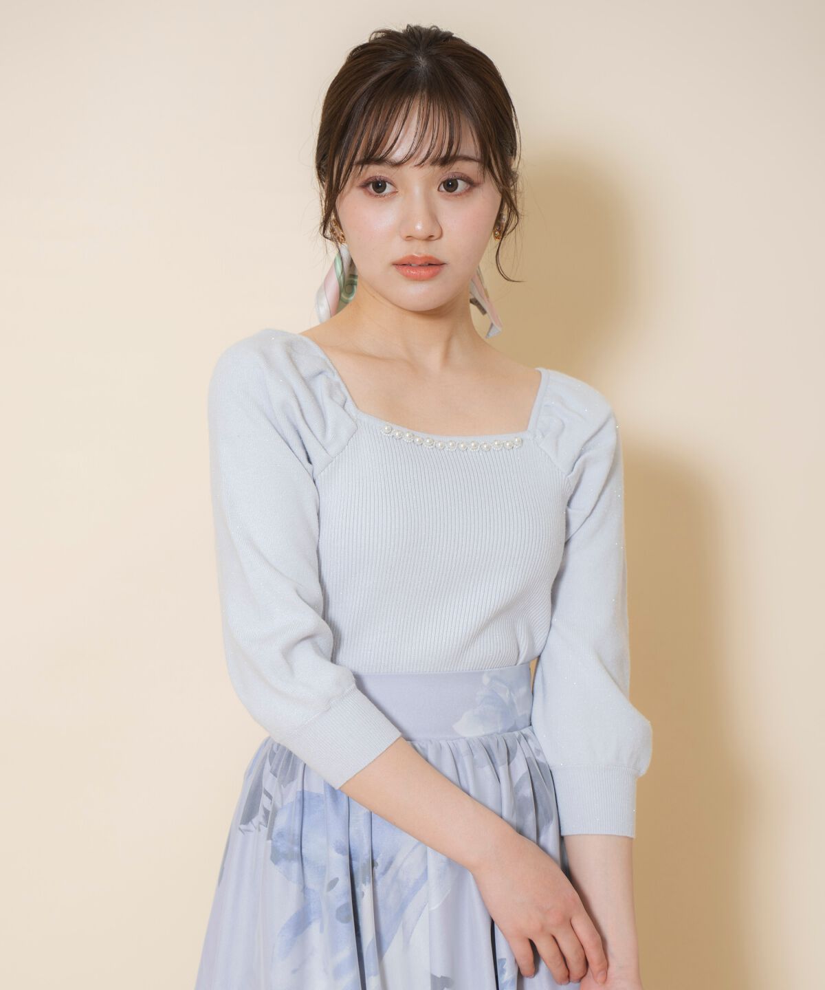 WILLSELECTION「パール装飾パフニットプルオーバー」|ニット・セーター|