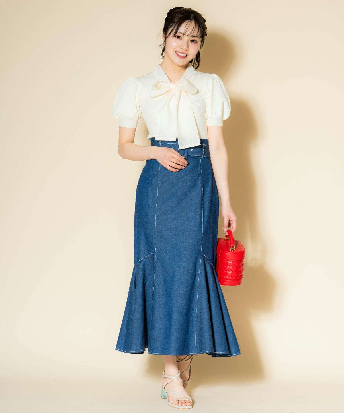 WILLSELECTION「オーガンジーリボンボリューム袖プルオーバー」|ニット・セーター|