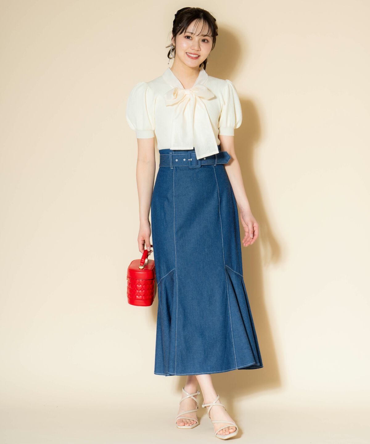 WILLSELECTION「オーガンジーリボンボリューム袖プルオーバー」|ニット・セーター|