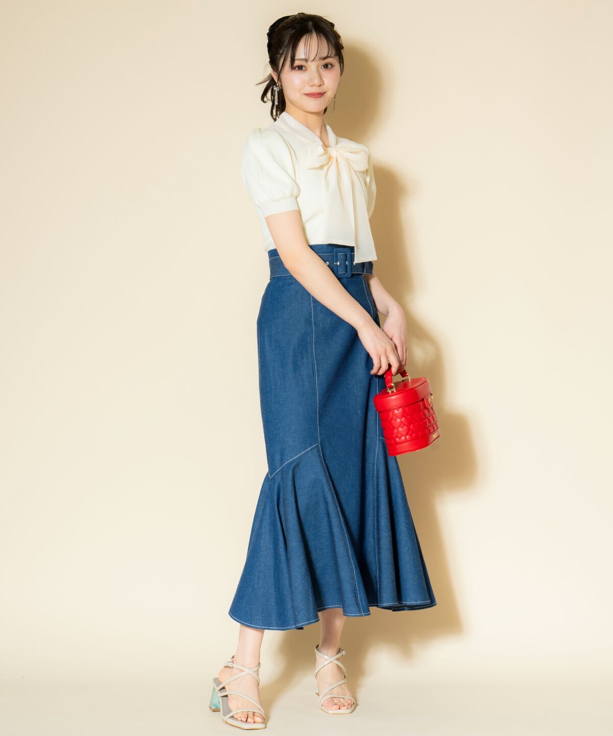 WILLSELECTION「オーガンジーリボンボリューム袖プルオーバー」|ニット・セーター|