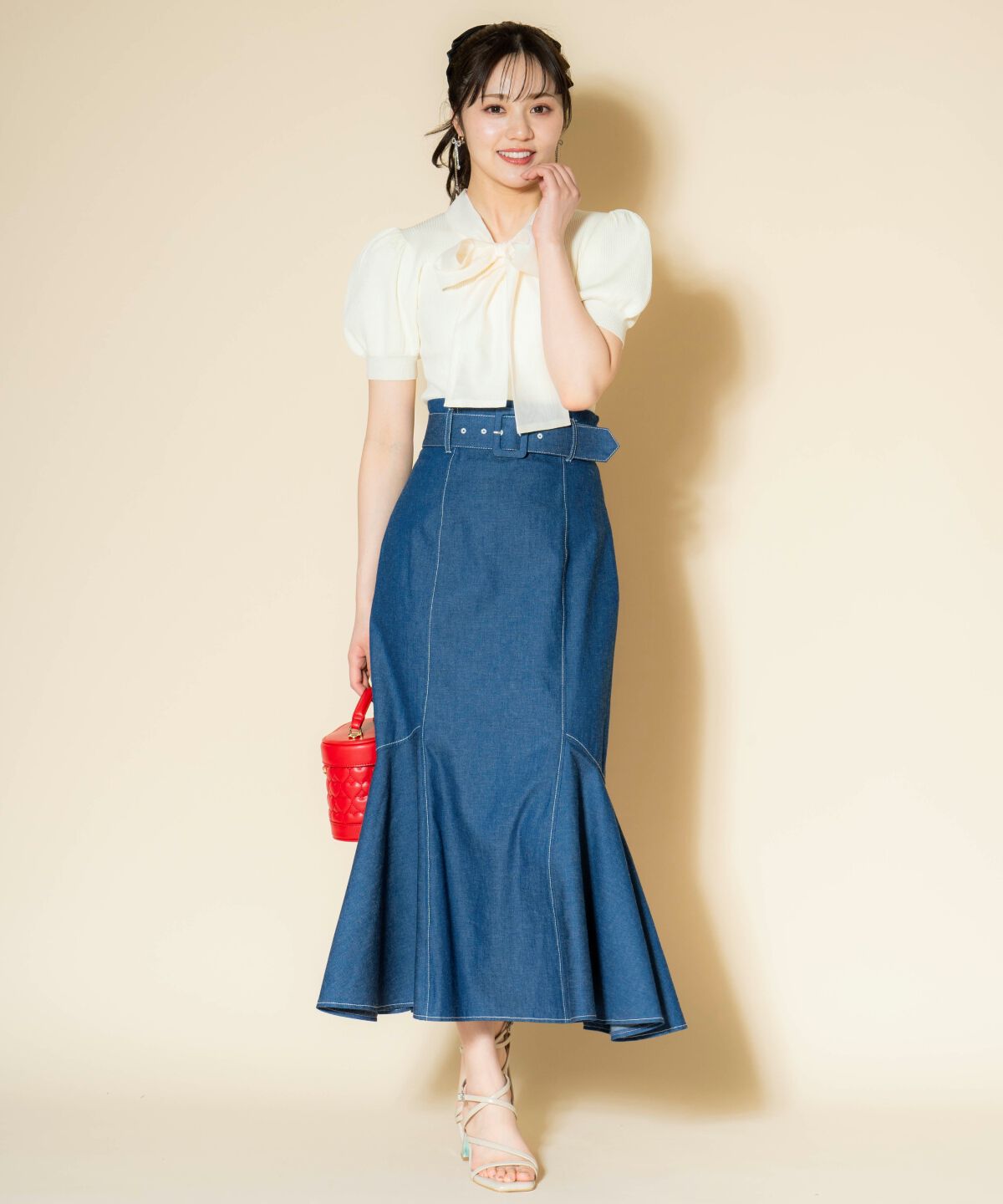 WILLSELECTION「オーガンジーリボンボリューム袖プルオーバー」|ニット・セーター|