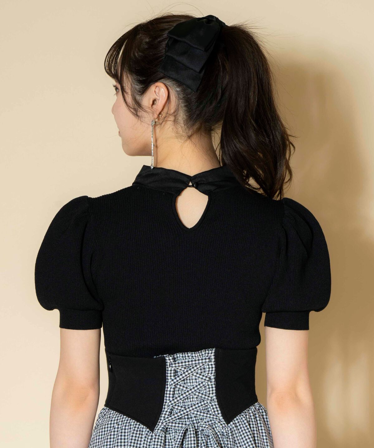 WILLSELECTION「オーガンジーリボンボリューム袖プルオーバー」|ニット・セーター|