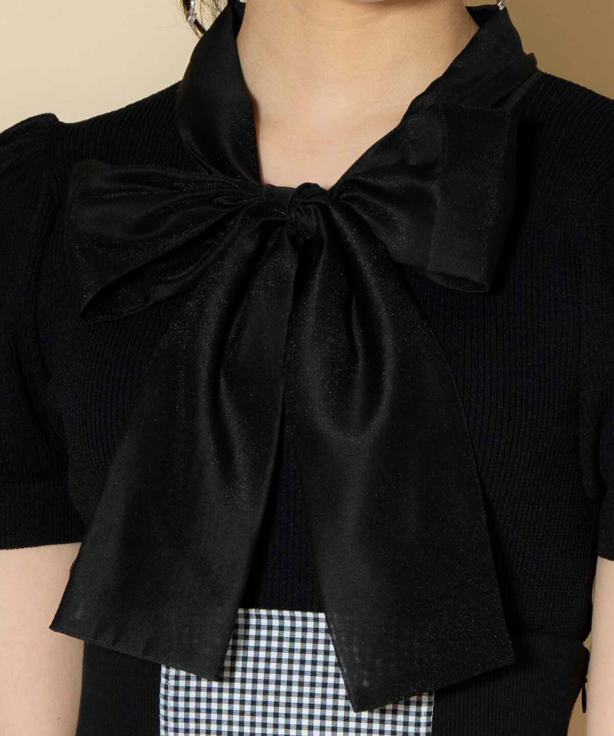 WILLSELECTION「オーガンジーリボンボリューム袖プルオーバー」|ニット・セーター|