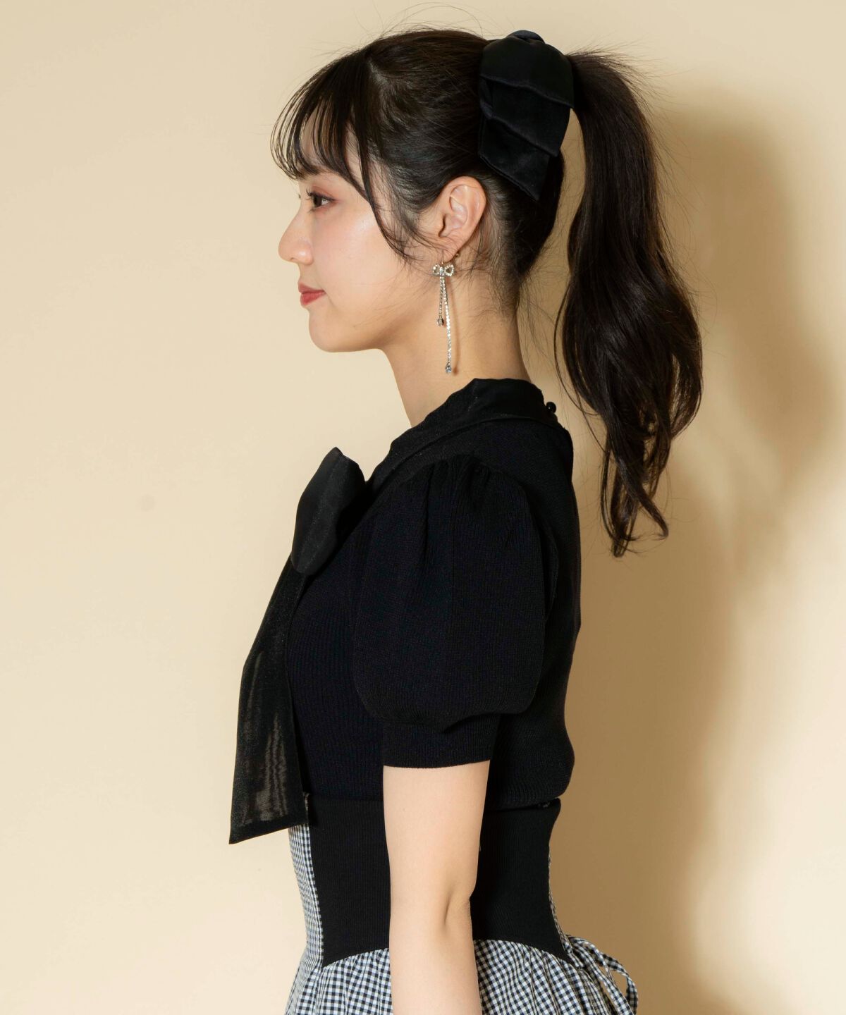 WILLSELECTION「オーガンジーリボンボリューム袖プルオーバー」|ニット・セーター|