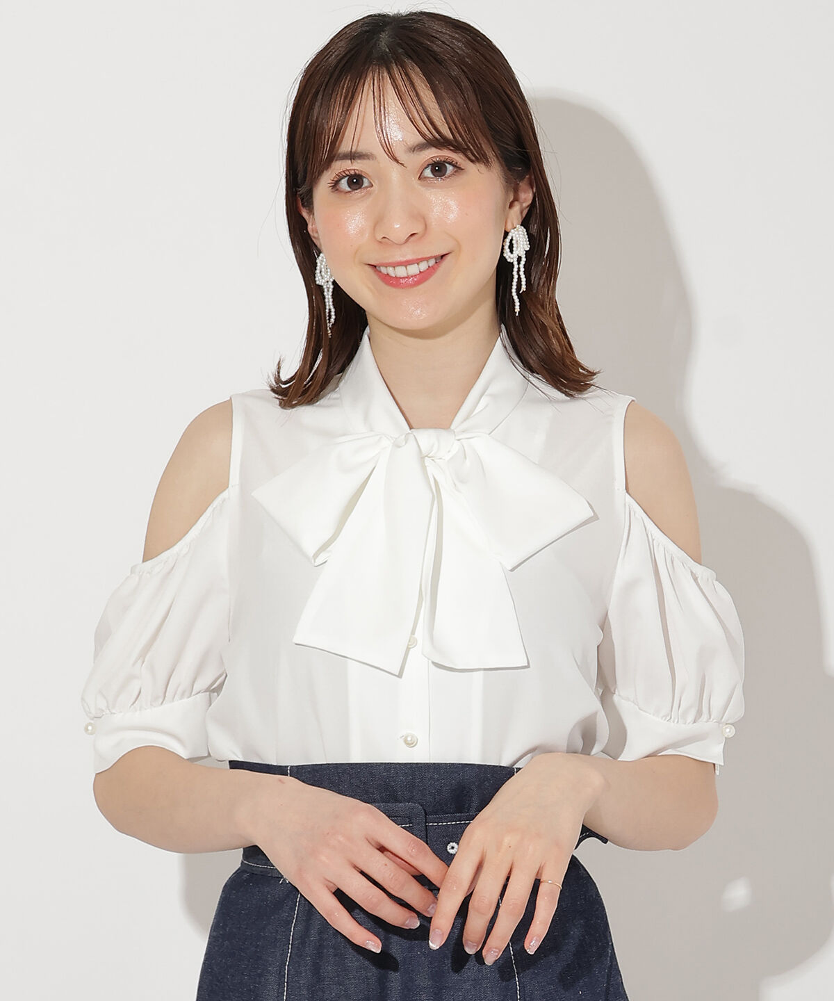 WILLSELECTION「オープンショルダーリボンタイブラウス」|シャツ・ブラウス|