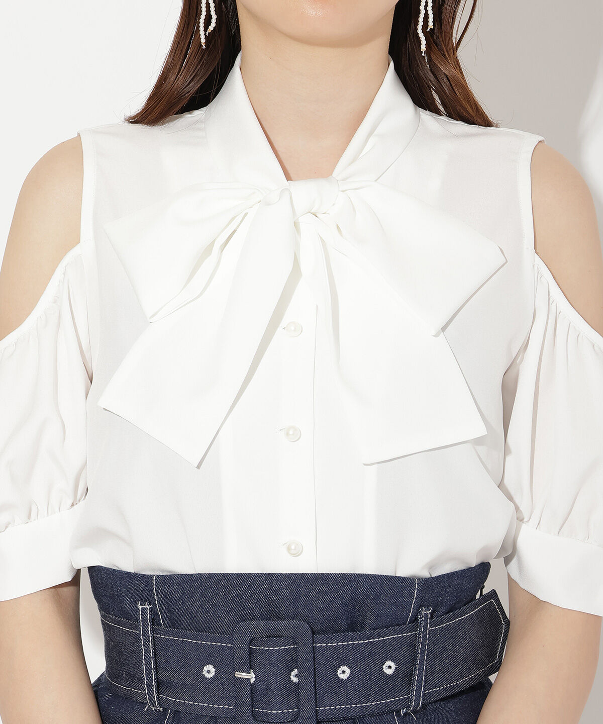 WILLSELECTION「オープンショルダーリボンタイブラウス」|シャツ・ブラウス|