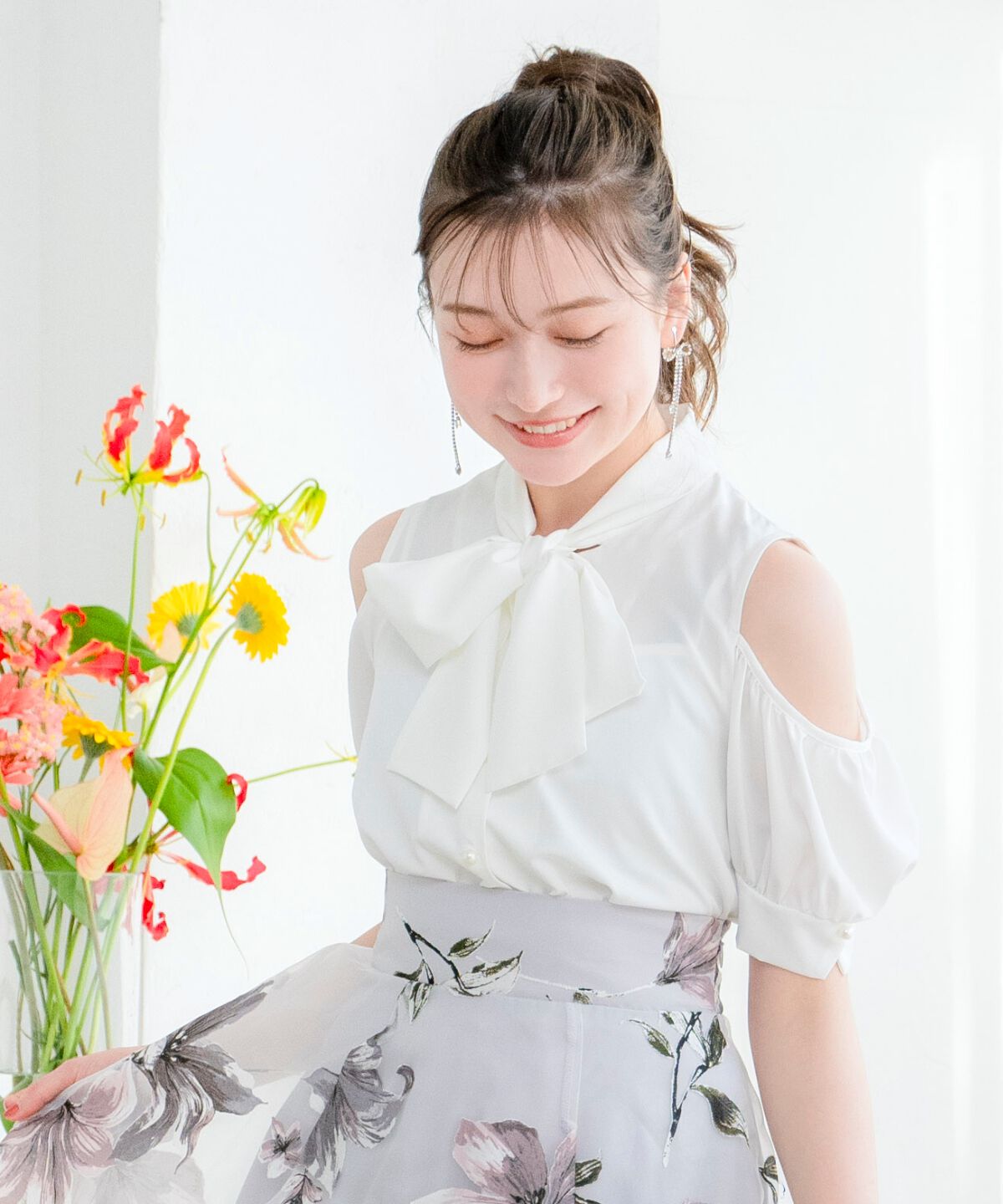 WILLSELECTION「オープンショルダーリボンタイブラウス」|シャツ・ブラウス|