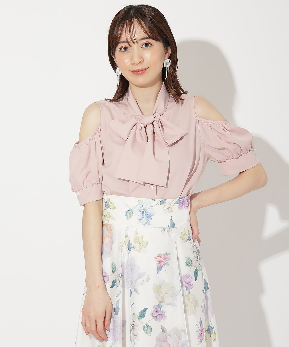 WILLSELECTION「オープンショルダーリボンタイブラウス」|シャツ・ブラウス|ピンク