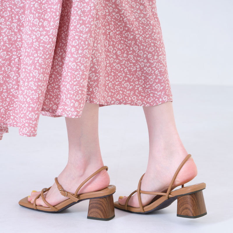 ORiental TRaffic「【アウトレット価格】チューブストラップウッドヒールサンダル/21216 トレンド 人気 ヒール7cm」|サンダル|