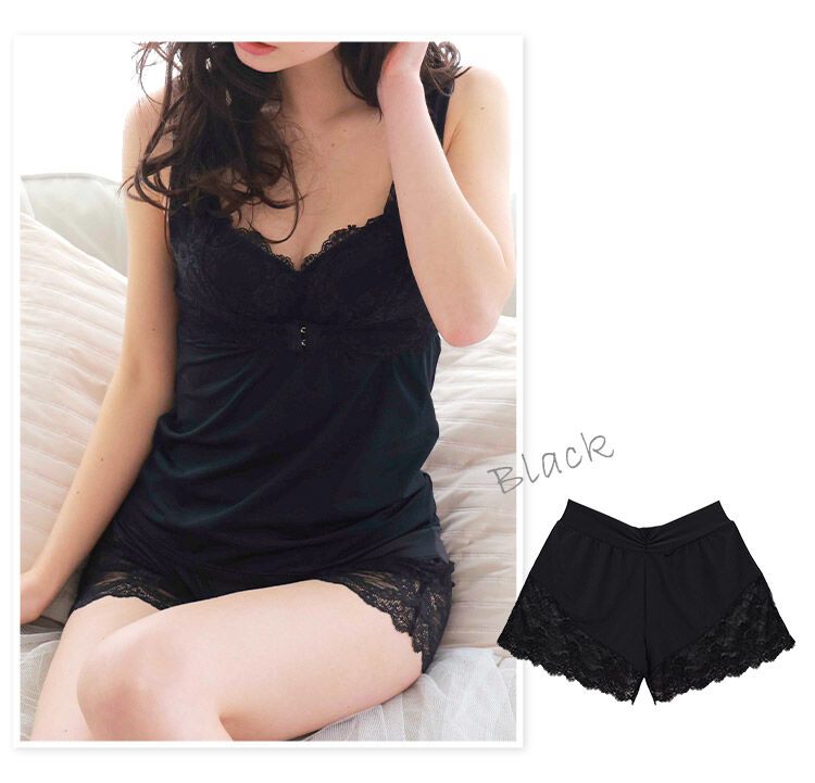 intesucre「アンテシュクレ 脇高お部屋ブラ ペア タップパンツ 全4色 M-3L TLF004」|インナー|BK