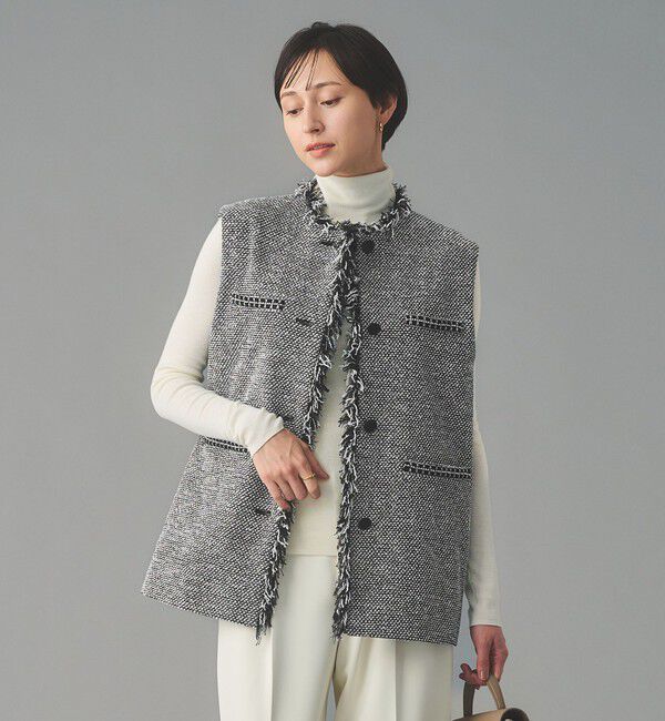 UNITED ARROWS「2トーン ツイードライク ベスト」|ベスト・ジレ|BLACK