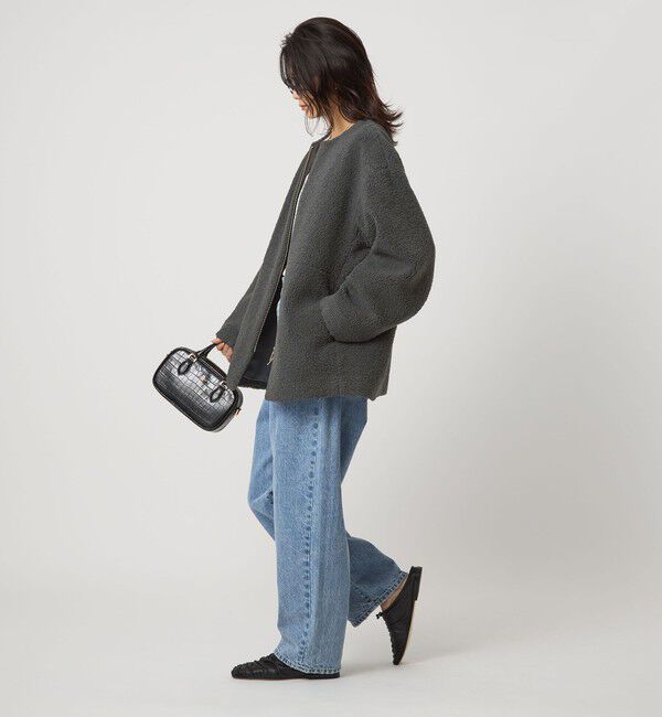 UNITED ARROWS green label relaxing「［size SHORTあり］ボア ノーカラー ブルゾン」|ブルゾン・スタジャン|