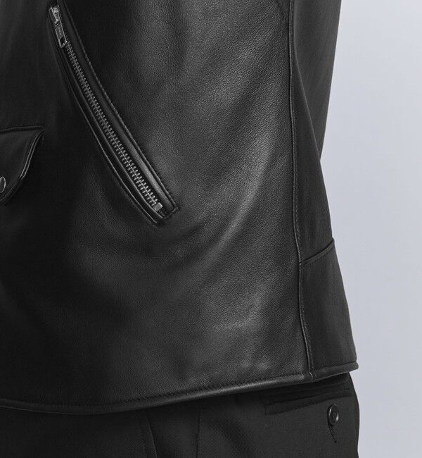 BEAUTY&YOUTH UNITED ARROWS「【WEB限定 WARDROBE SMART】 シープ ダブル ライダースジャケット」|ライダースジャケット|