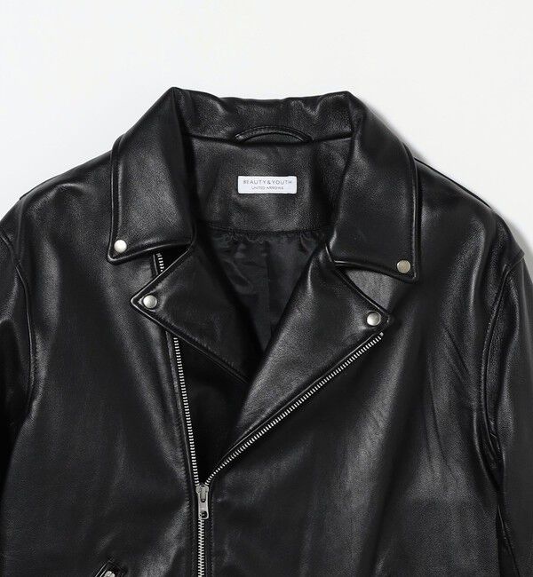 BEAUTY&YOUTH UNITED ARROWS「【WEB限定 WARDROBE SMART】 シープ ダブル ライダースジャケット」|ライダースジャケット|