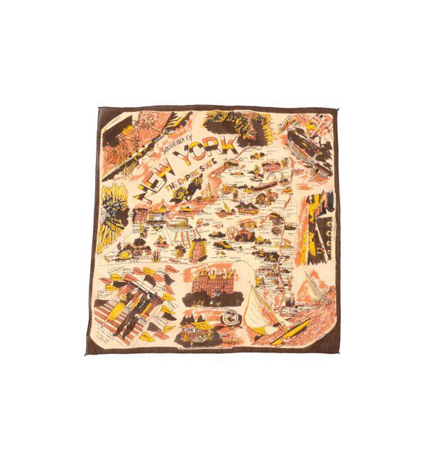 BEAMSBOY「BINDU / マップ プリント バンダナ 25F」|ハンカチ|BROWN