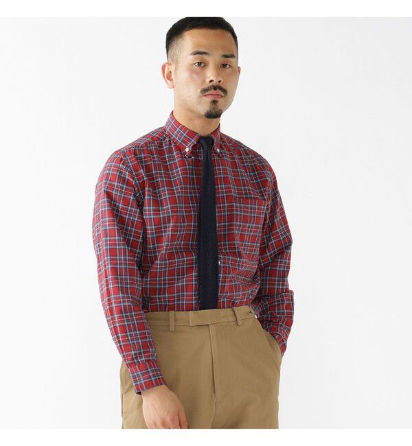 BEAMS PLUS「BEAMS PLUS / インディゴチェック ボタンダウンシャツ」|シャツ・ブラウス|
