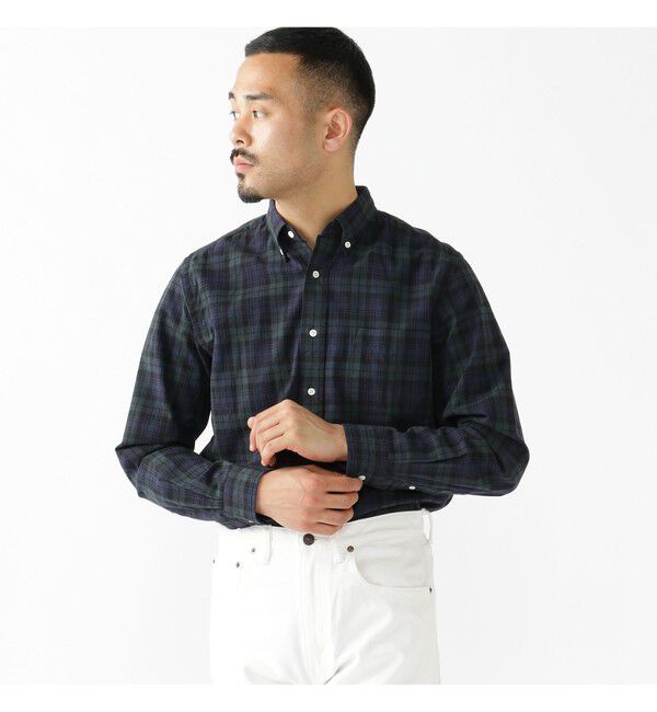 BEAMS PLUS「BEAMS PLUS / インディゴチェック ボタンダウンシャツ」|シャツ・ブラウス|
