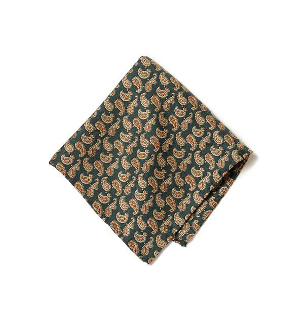 BEAMS PLUS「BEAMS PLUS / シルク ミニペイズリー プリント チーフ」|ハンカチ|GREEN
