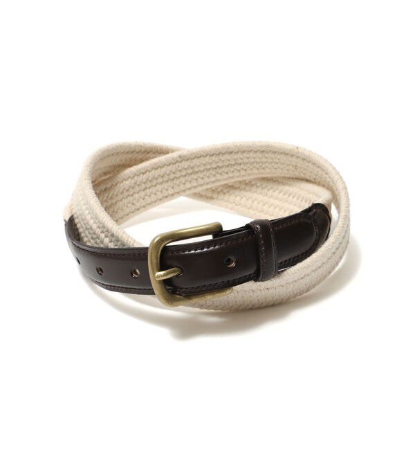 BEAMS PLUS「Leather Tab Cotton Belt」|ベルト|WHITE