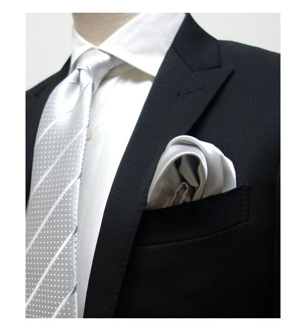 SHIPS「SHIPS: シルク サテン ホワイト ソリッド ポケットチーフ 」|ハンカチ|