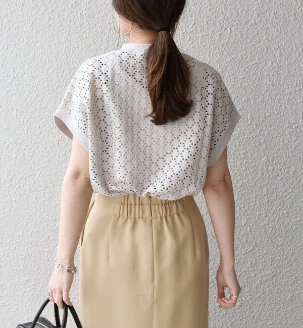 SHIPS for women「【WEB限定】〈手洗い可能〉アイレット クルーネック プルオーバー」|Tシャツ・カットソー|