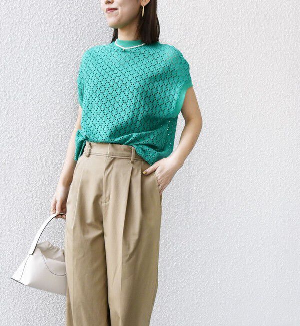 SHIPS for women「【WEB限定】〈手洗い可能〉アイレット クルーネック プルオーバー」|Tシャツ・カットソー|