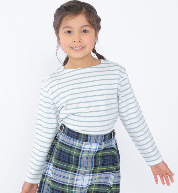 SHIPS KIDS「SHIPS KIDS:100～130cm / リサイクルコットン ボーダー 長袖 TEE」|Tシャツ・カットソー|