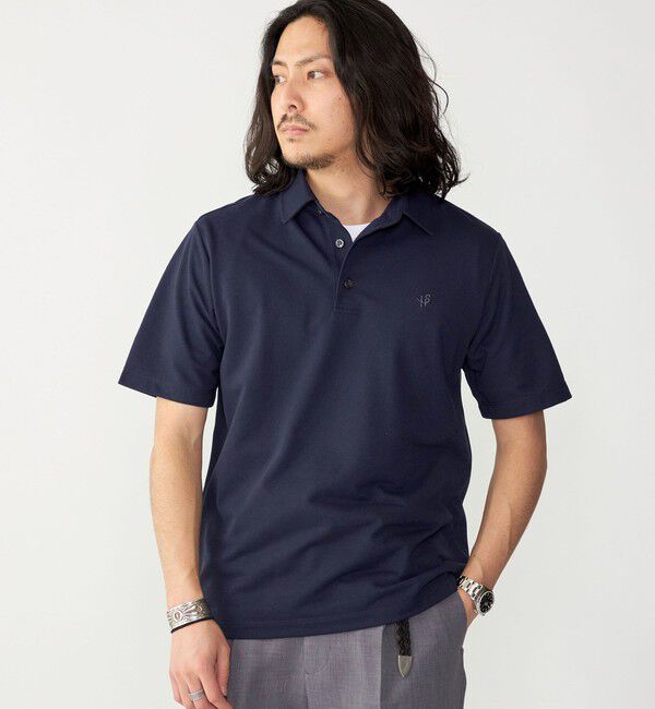 SHIPS「【WEB限定】SHIPS: 吸水速乾・UVケア Drymix（R）ワンポイントロゴ レギュラーカラー ポロシャツ」|ポロシャツ|ネイビー