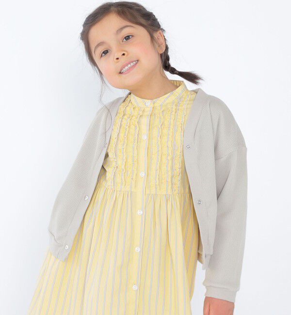 SHIPS KIDS「SHIPS KIDS:100～130cm / ワッフル スナップ カーディガン」|カーディガン|ベージュ