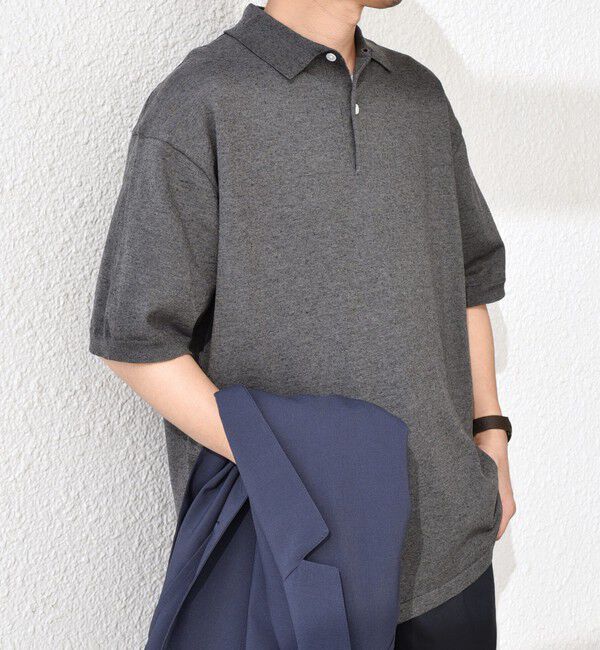 SHIPS any「SHIPS any:〈接触冷感〉ハイゲージ リネンミックス サマー ニット ポロシャツ 25SS◇」|ポロシャツ|ダークグレー
