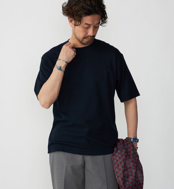 SHIPS「SHIPS:〈接触冷感〉トリコット ジャカード クルーネック Tシャツ」|Tシャツ・カットソー|