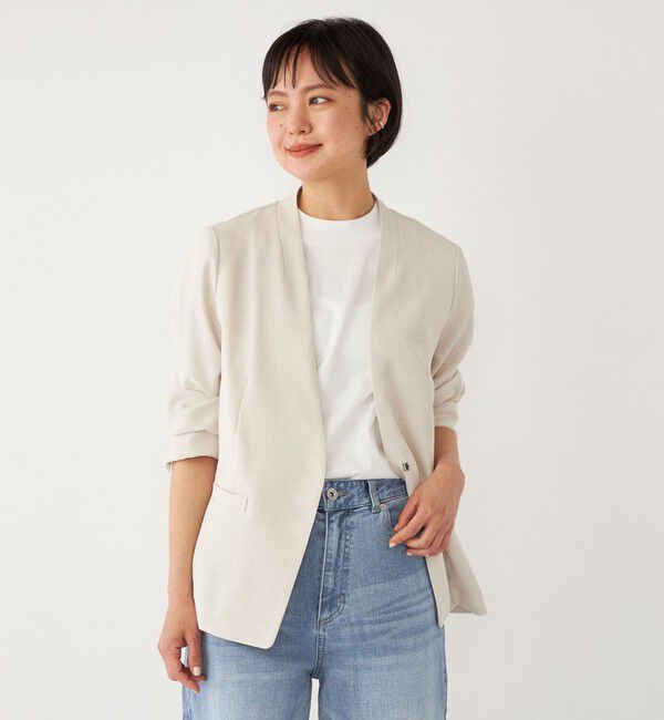SHIPS Colors 「SHIPS Colors:〈洗濯機可能〉リネン ライク ジャケット◇」|ノーカラージャケット|
