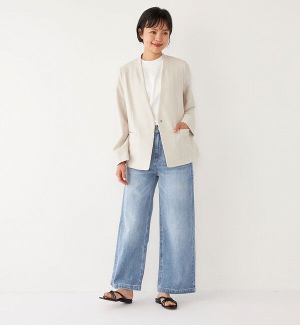 SHIPS Colors 「SHIPS Colors:〈洗濯機可能〉リネン ライク ジャケット◇」|ノーカラージャケット|