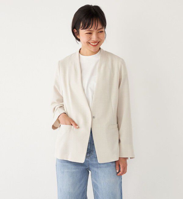 SHIPS Colors 「SHIPS Colors:〈洗濯機可能〉リネン ライク ジャケット◇」|ノーカラージャケット|