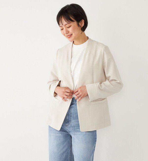 SHIPS Colors 「SHIPS Colors:〈洗濯機可能〉リネン ライク ジャケット◇」|ノーカラージャケット|