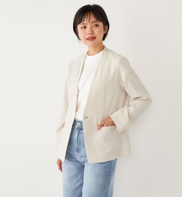 SHIPS Colors 「SHIPS Colors:〈洗濯機可能〉リネン ライク ジャケット◇」|ノーカラージャケット|