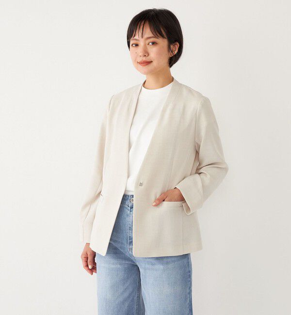 SHIPS Colors 「SHIPS Colors:〈洗濯機可能〉リネン ライク ジャケット◇」|ノーカラージャケット|