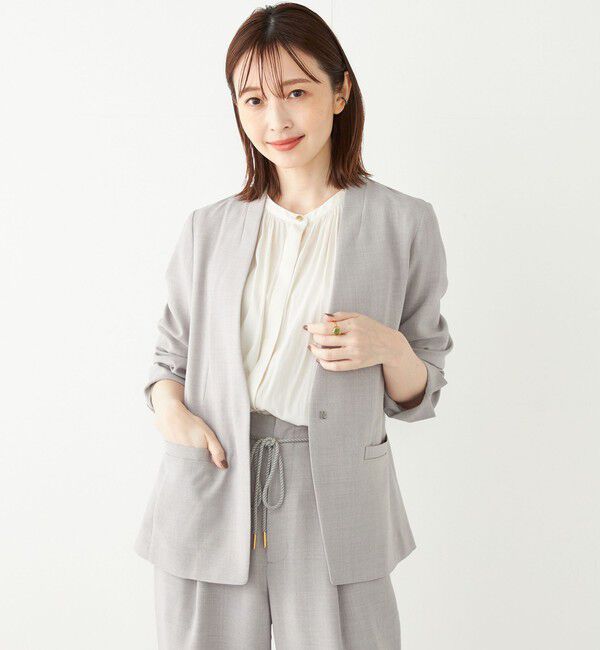 SHIPS Colors 「SHIPS Colors:〈洗濯機可能〉リネン ライク ジャケット◇」|ノーカラージャケット|