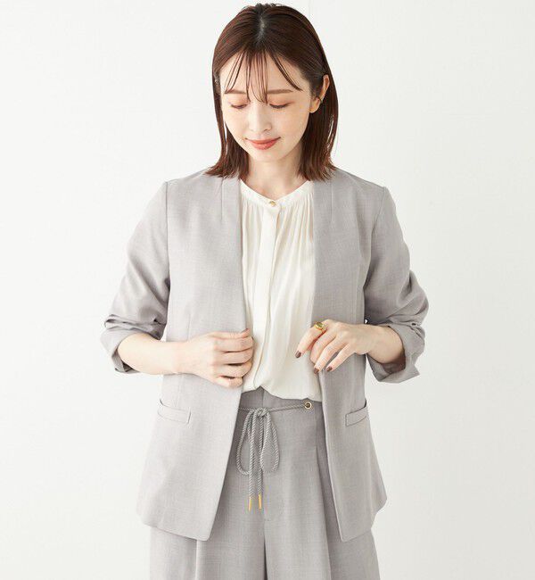 SHIPS Colors 「SHIPS Colors:〈洗濯機可能〉リネン ライク ジャケット◇」|ノーカラージャケット|