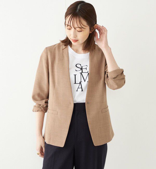 SHIPS Colors 「SHIPS Colors:〈洗濯機可能〉リネン ライク ジャケット◇」|ノーカラージャケット|