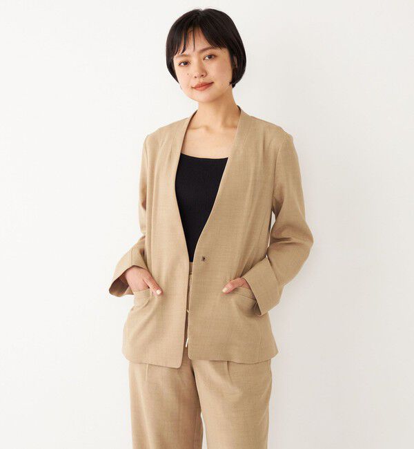 SHIPS Colors 「SHIPS Colors:〈洗濯機可能〉リネン ライク ジャケット◇」|ノーカラージャケット|