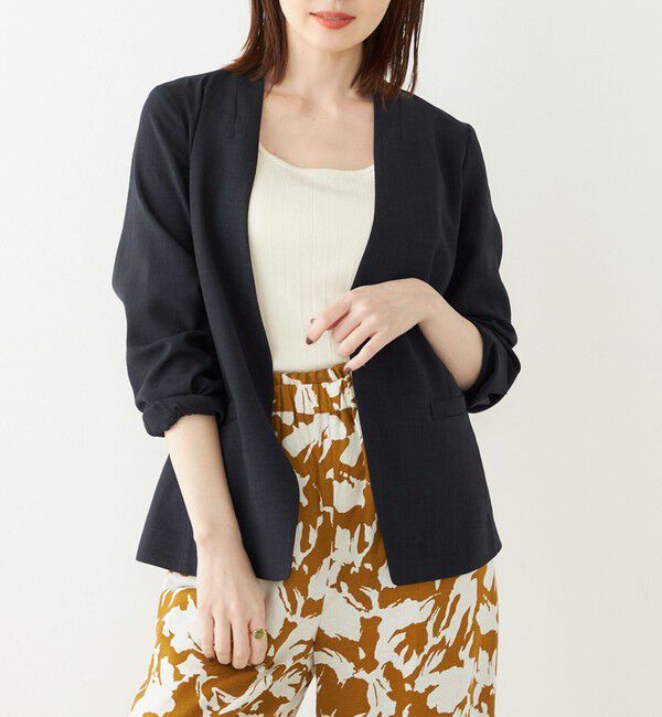 SHIPS Colors 「SHIPS Colors:〈洗濯機可能〉リネン ライク ジャケット◇」|ノーカラージャケット|