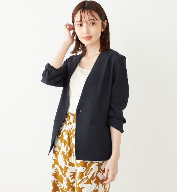 SHIPS Colors 「SHIPS Colors:〈洗濯機可能〉リネン ライク ジャケット◇」|ノーカラージャケット|