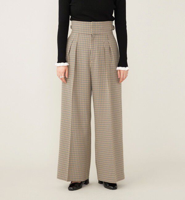 quaranciel「quaranciel:〈洗濯機可能〉チェック ハイウエスト ワイドパンツ」|その他|