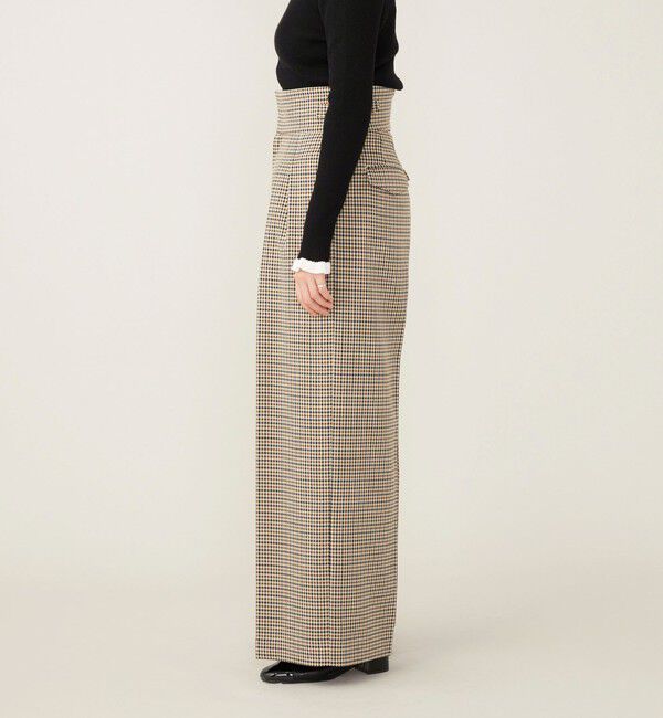 quaranciel「quaranciel:〈洗濯機可能〉チェック ハイウエスト ワイドパンツ」|その他|