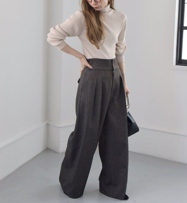 quaranciel「quaranciel:〈洗濯機可能〉チェック ハイウエスト ワイドパンツ」|その他|