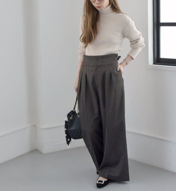 quaranciel「quaranciel:〈洗濯機可能〉チェック ハイウエスト ワイドパンツ」|その他|