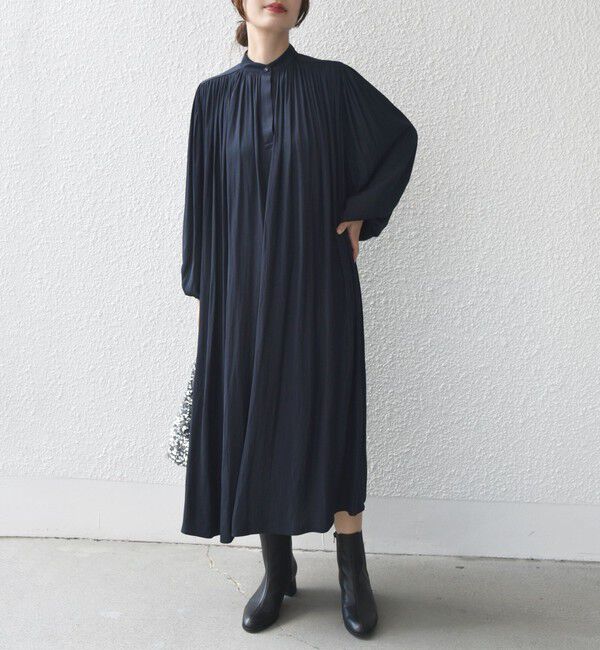 SHIPS for women「little black:〈手洗い可能〉カッセン ボリューム ワンピース（セレモニー対応可）」|ワンピース|ネイビー